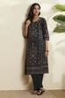 Black Cotton Straight Kurta image number 0