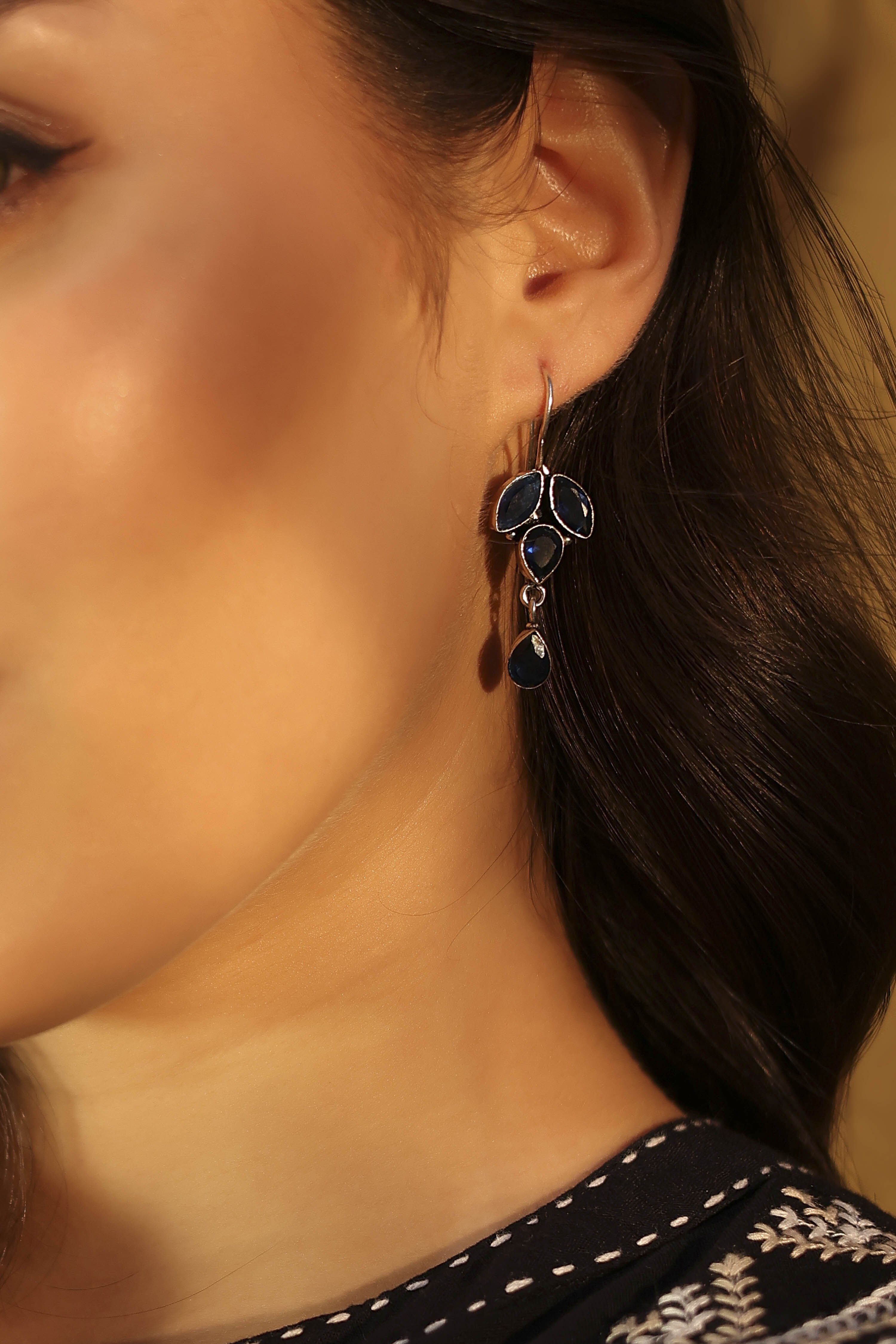 Navy Brass Nepali Drop & Danglers image number 1