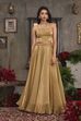 Gold Toned Art Silk Solid Lehenga Set With Jacket image number 7