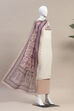Purple Cotton Printed Unstitched Suit Set image number 4