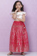 White And Pink Art Silk Flared Lehenga image number 0