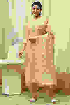 Mustard Chanderi Jamdani Unstitched Suit Set image number 1