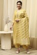 Mustard Chanderi Jamdani Unstitched Suit Set image number 1