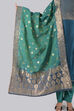 Blue Unstitched dress material Suit Set image number 4