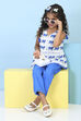 Navy Cotton Printed A-line Suit Set
