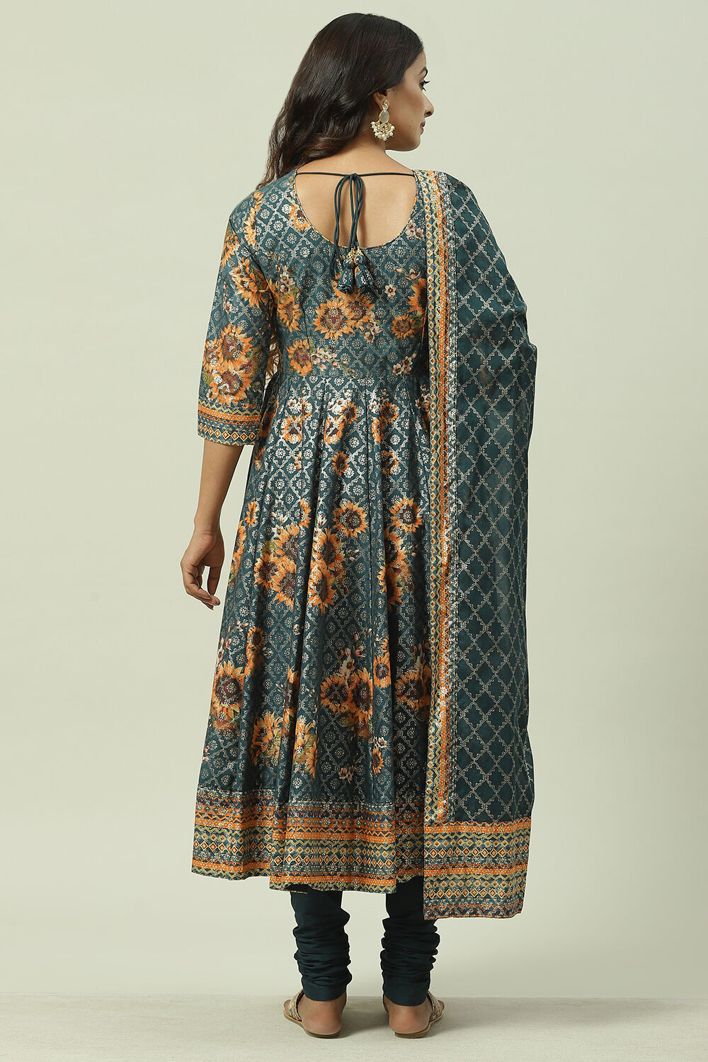 Fuchsia Cotton Anarkali Kurta Churidar Suit Set image number 4