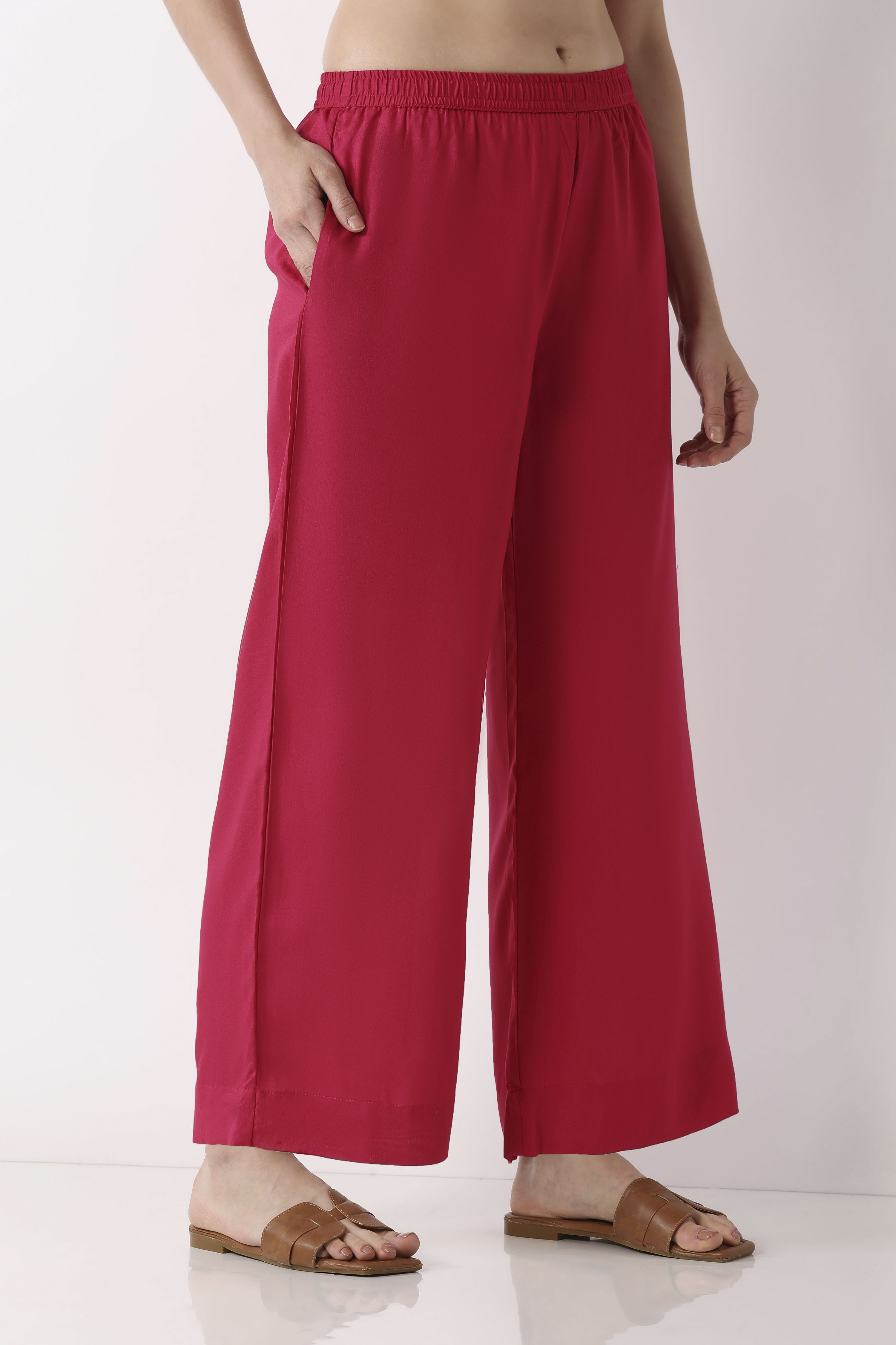 Fuschia Rayon Palazzo image number 3