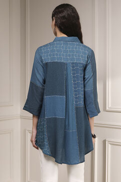 Blue Printed Straight Shirt image number 3