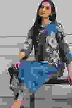 Blue Cotton Straight Suit Set image number 0