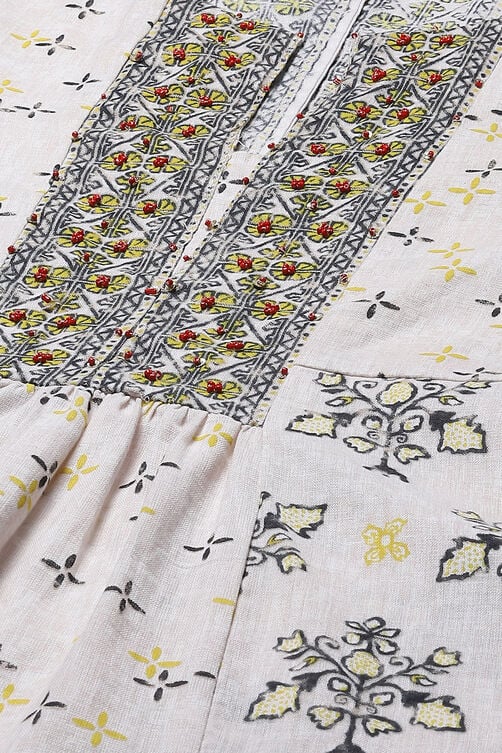 Marine Blue Cotton Blend A-Line Printed Kurta image number 1
