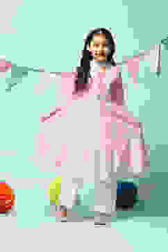 Pink Cotton Kalidar Kurta Narrow Pants Suit Set image number 0