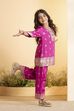 Purple Printed Straight Kurta Set image number 5