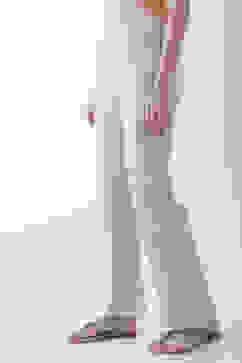 Beige Solid Flared Pants image number 2