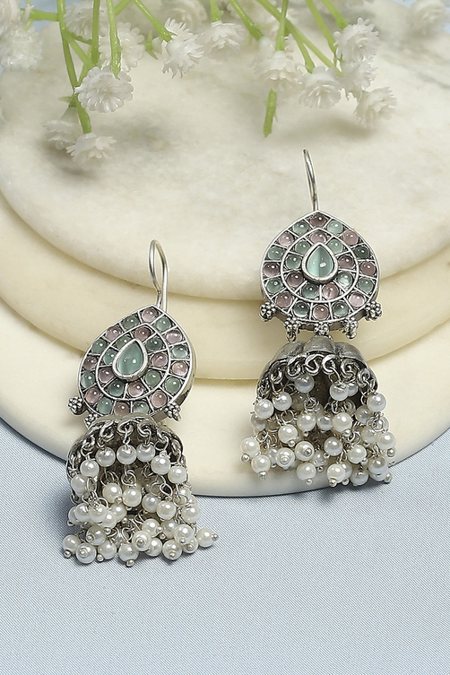 Mint Green Brass Jhumka image number 0