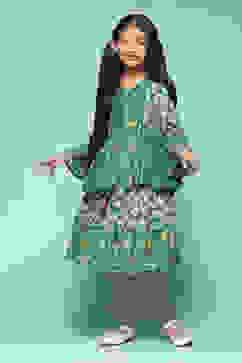 Green Rayon Printed Short Skirt image number 0