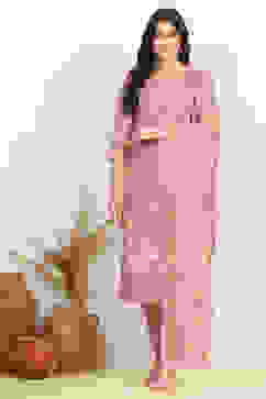 Purple Muslin Unstitched Suit Set image number 7