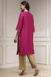 Beige Solid Straight Kurta image number 3