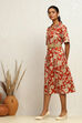 Dark Green Pure Cotton Floral Printed Straight Dress image number 2