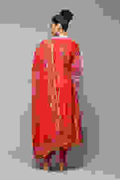 Pink Poly Cotton Anarkali Printed Kurta Palazzo Suit Set image number 4