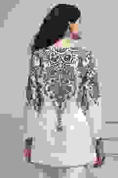 Black and White Art Silk Printed Straight Short Kurta image number 3