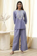 Dull Blue Cotton Straight Co-ord Set image number 6