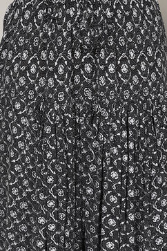 Black Rayon Asymmetric Kurta Salwar Suit Set image number 3