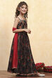 Black Polyester Printed Kalidar Lehenga Set image number 5