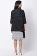 Grey Kurta And Lapel Cascade Yarndyed Shrug image number 5