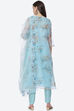Blue Organza Unstitched Suit Set image number 4