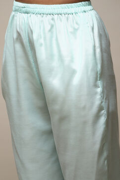 Turquoise Linen Digital Print Unstitched Suit Set image number 16