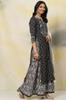 Black Straight Art Silk Kurta Sharara Suit Set image number 6