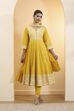 Yellow Cotton Embroidered Anarkali Kurta Set image number 0