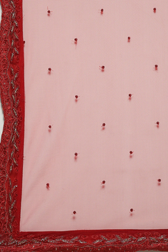 Red Nylon Embroidered Lehenga Set image number 3