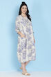 Black Cotton Flax A-line Printed Kurta Dress image number 2