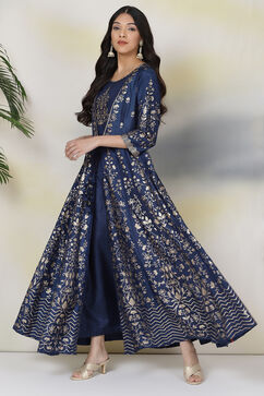 Navy Art Silk Fusion Dress image number 0