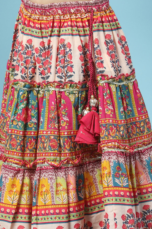 Berry Poly Viscose Short Top Lehenga Set image number 2