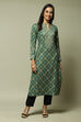 Orange Acrylic Straight Printed Kurta image number 1