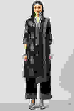 Black Cotton Straight Kurta Palazzo Suit Set image number 8