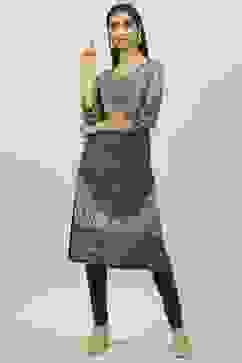 Black LIVA A-Line Printed Kurta image number 0