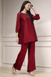 Blue Self-Designed Straight Kurta Set image number 5