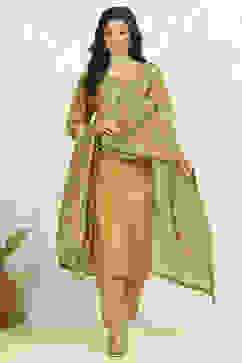 Green Cotton Digital Printed Unstitched Suit Set image number 1