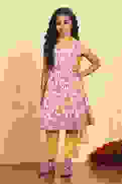 White Cotton Flared Printed Suit Set image number 6