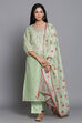 Green Unstitched dress material Suit Set image number 0