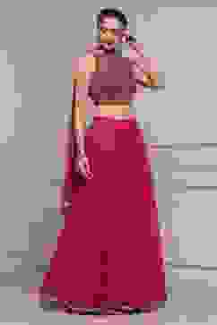 Fuchsia Polyester Printed Lehenga Set image number 5