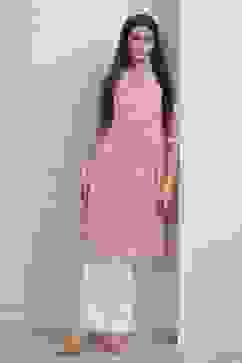 Pink Cotton Straight Kurta image number 0