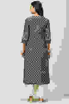 Indigo Straight Kurta image number 4