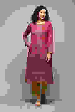 Berry Poly Cotton Straight Yarndyed Kurta image number 0