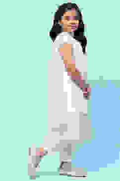 White Poly Chanderi Embroidered Mirror Work Suit Set image number 6