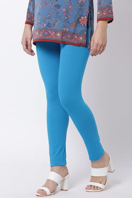 Off White Cotton Lycra Leggings image number 2
