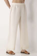 Off White Viscose Blend Straight Palazzos image number 3
